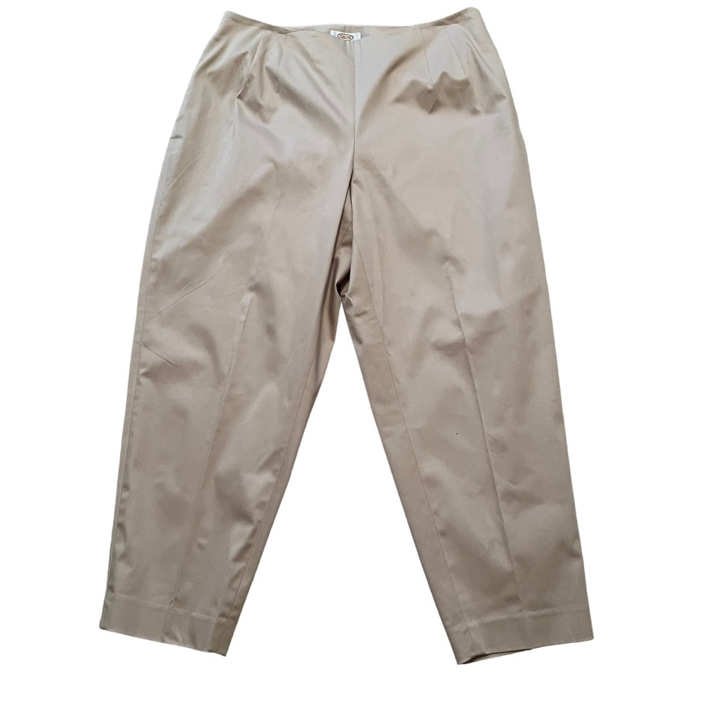 Talbots Tan Stretch Cotton Flat Front Side Zipper Straight Leg Pant 16WP